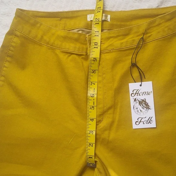 Home Folk Mustard Yellow Wide Flare Women's Pants Size 12 NWT Bell bottom - Picture 9 of 16